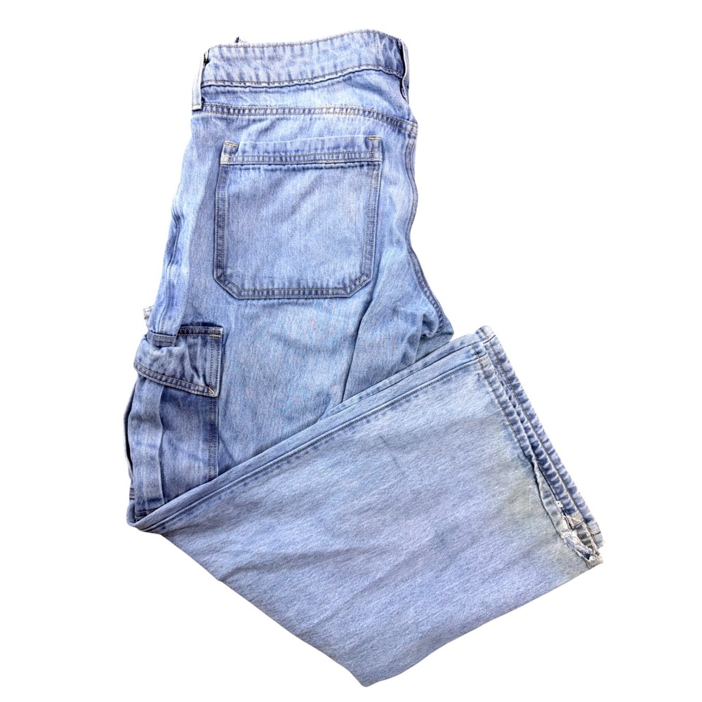 Y2K Hollister Low-Rise‎ Baggy Cargo Jeans Light Wash Blue W29 Short 8S 355D3429